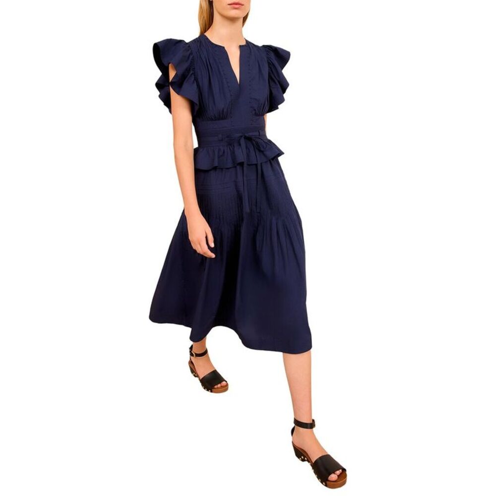 Ulla Johnson Womens Florence Flutter Sleeve Midi Dress